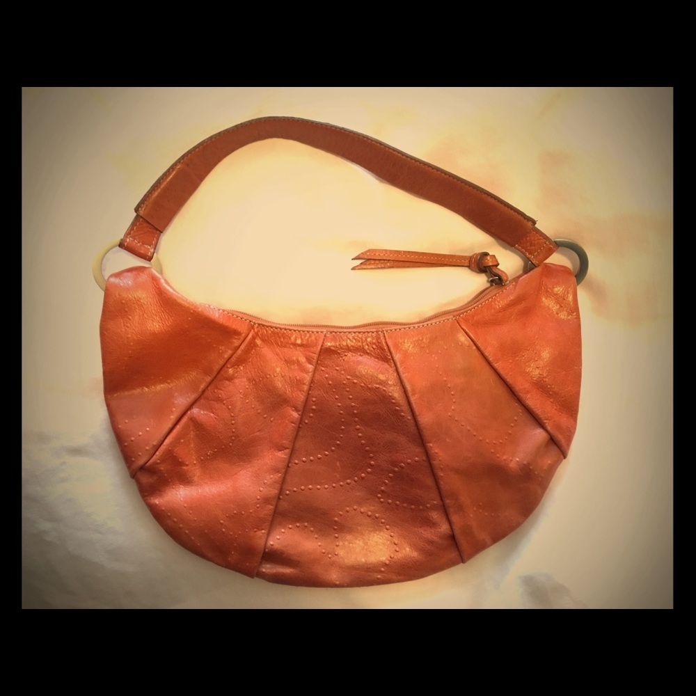 Prune burnt orange 100% leather mini shoulder bag